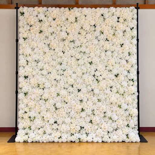 Mur de roses blanches