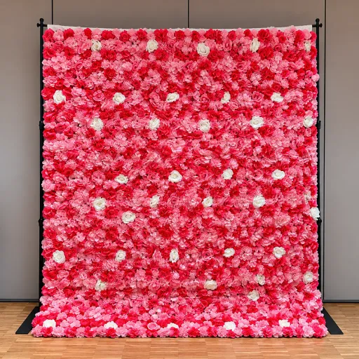 Mur de roses roses